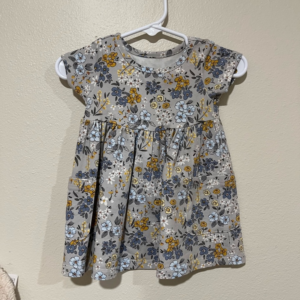 Quince Gray Floral Kids Dress